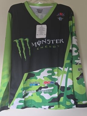 Monster Energy Men's Black and Green Jersey M New